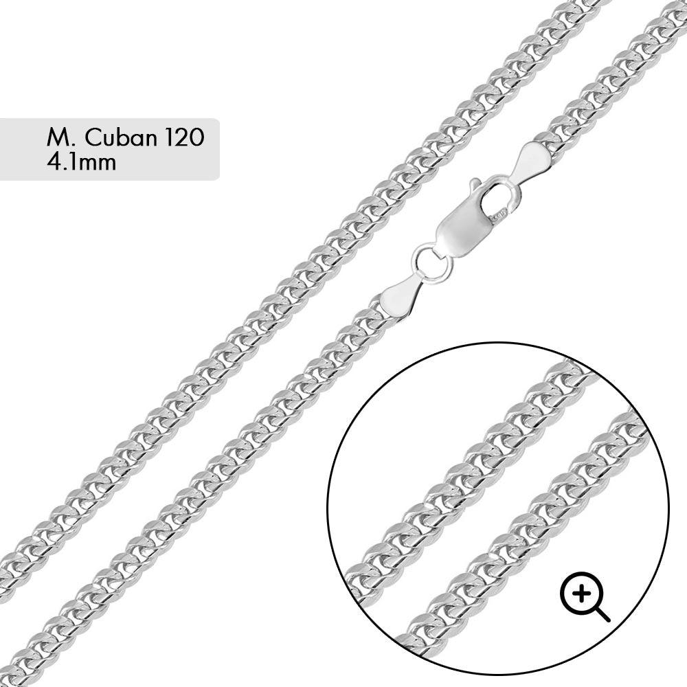 Lhchb6509 Sterling Silver Bracelet Miami Cuban 120 Chain 4.1mm  8''