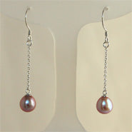 Load image into Gallery viewer, Lhe002 Sterling Silver Real Fresh Water Pearl Drop Earring 5 Colors Pink/White/champagne/Peacock/Grey