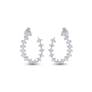 lhe00747 Sterling Silver Cz Hoop Earring