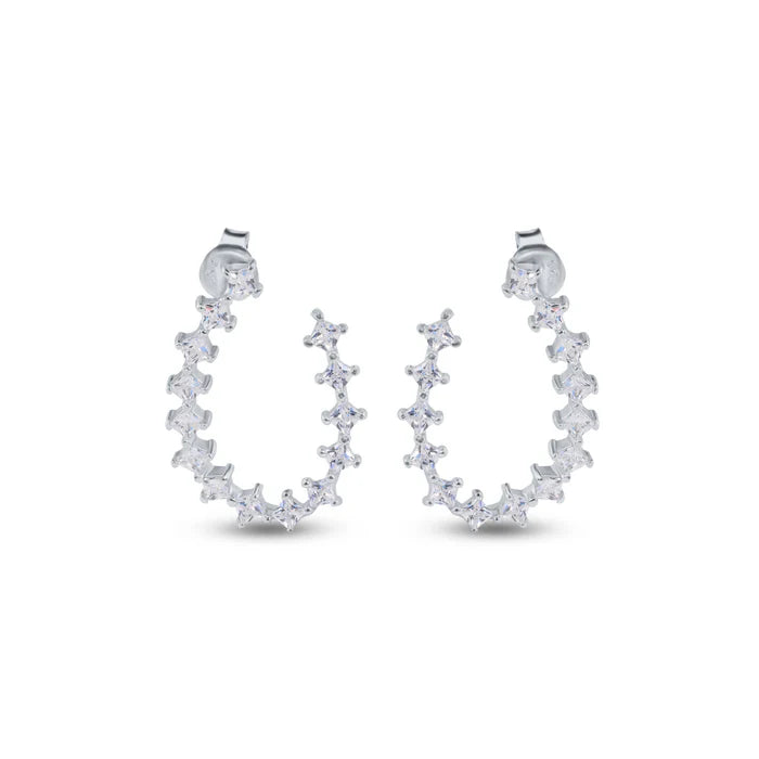 lhe00747 Sterling Silver Cz Hoop Earring