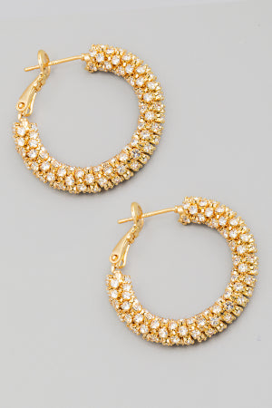 Lhe99024 Fashion Hoop Earring Rounded Rhinestone