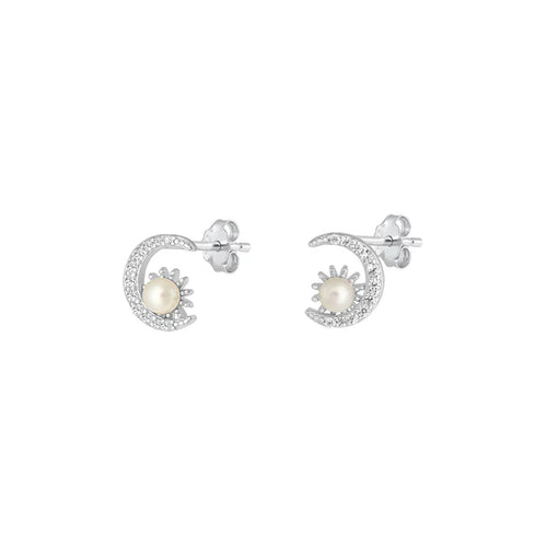 Lhe4115689 *Sterling Silver Moon & Pearl Star Earring