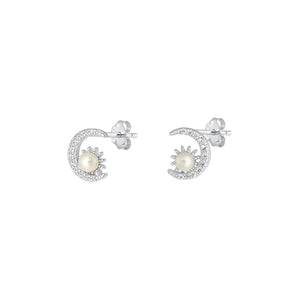 Lhe4115689 *Sterling Silver Moon & Pearl Star Earring