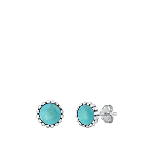 Lhe4307729 Sterling Silver Stud Earring Real Turquoise 2 sizes 7 & 8mm