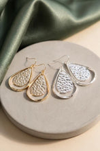 Load image into Gallery viewer, Lhe729859 Fashion Gold Tear Drop Hammered Earring Gold/Silver