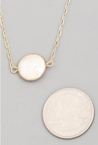 Lhn66059 Fashion Necklace Real Pearl Coin