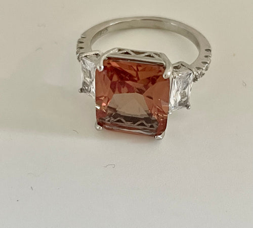 Lhr6850 Sterling Silver Ring Color Change Stone Ring Topaz to Pink Zultanite