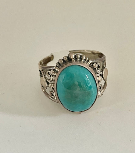 Lhr6855 Sterling Silver Real Turquoise Stone Ring Bali Style