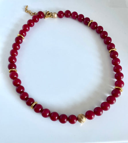 Lhn6918 Real Stone Necklace Red Jade