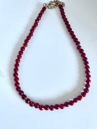 Lhn7000 Real Stone Necklace Beads Red Facetted Jade