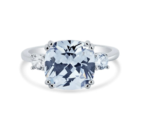 Lhr11699* Sterling Silver Ring Brilliant Facetted Cz Stone
