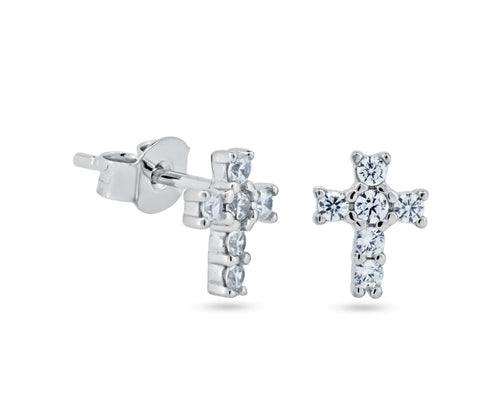 Lhe013659* Sterling Silver Cross Earring Cz