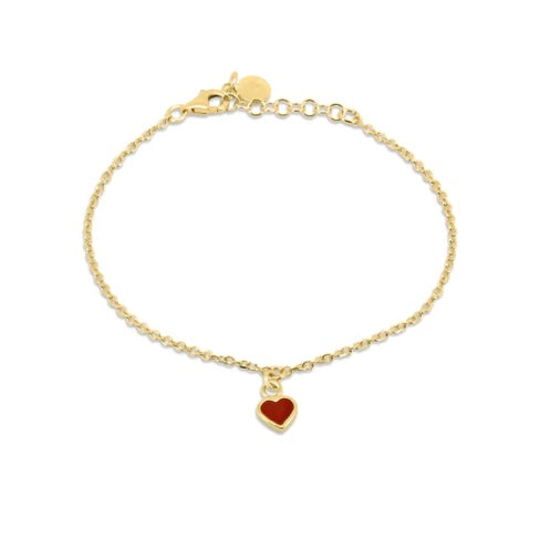 Lhb003399G  Sterling Silver Red Heart Bracelet Gold Plated