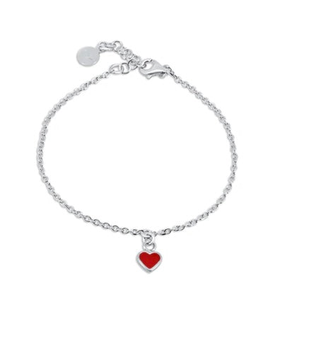 Lhb03399 Sterling Silver Bracelet Red Heart Drop