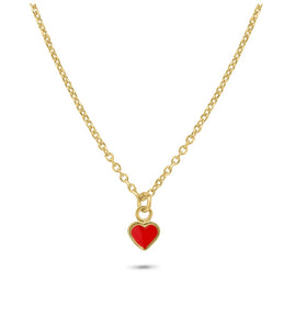 Lhn001699G Sterling Silver Red  Heart Necklace