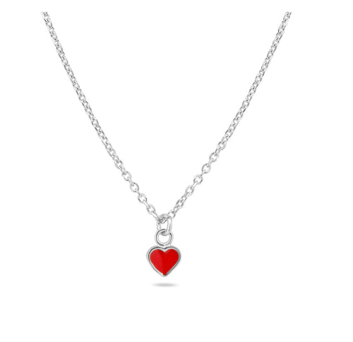 Lhn001699 Sterling Silver Red Heart Necklace