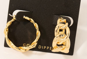 Lhe994813 Fashion Hoop Gold Dipped Link Earring