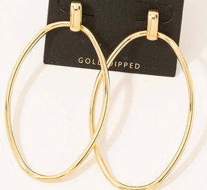 Lhe995030 Fashion Hoop Gold Dipped Oval Earring