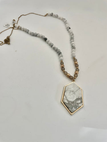 Lhn9230 Fashion Necklace Jasper Beads & Drop 36''