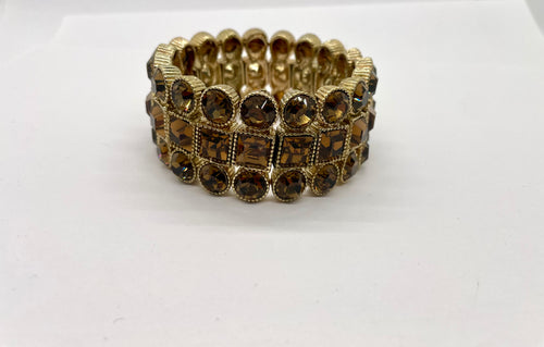 Lhb0555 Fashion Bracelet Stretch Rhinestone Bronze  Color OUT OF STOCK!!!