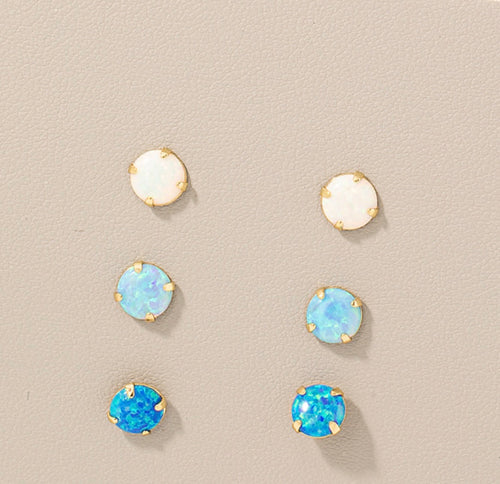 Lhe5042969 Sterling Silver Opal Stud Set