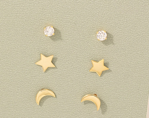 Lhe6161639 Sterling Silver Moon & Stars Set