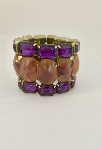 Lhb242 Fashion Bracelet  Multi Color Purple & Amber