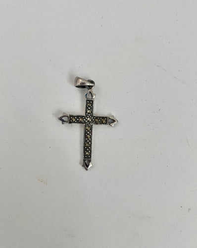 Lhp1345 Sterling Silver Cross Marcasite Stones & 18'' Chain