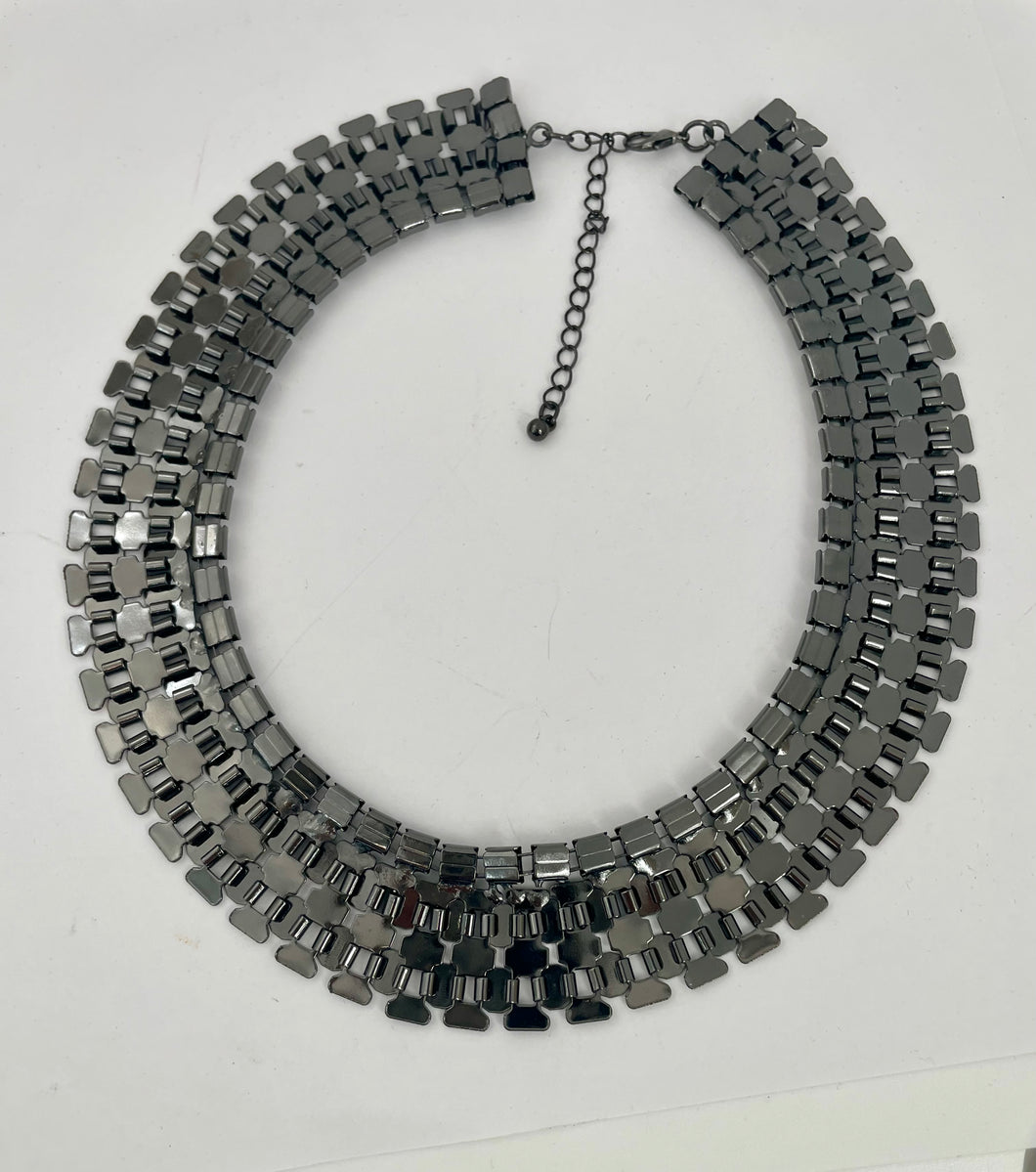 Lhn1357 Fashion Necklace Grey Metal Collar