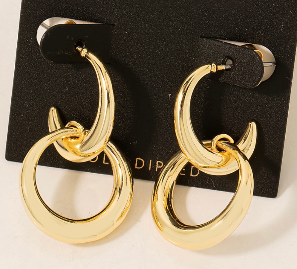 Lhe995421 Fashion Hoop Gold Dipped Earring Double Drop