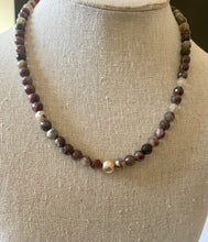 Load image into Gallery viewer, Lhn04089 Real Stone Beaded Necklace Rhodanite