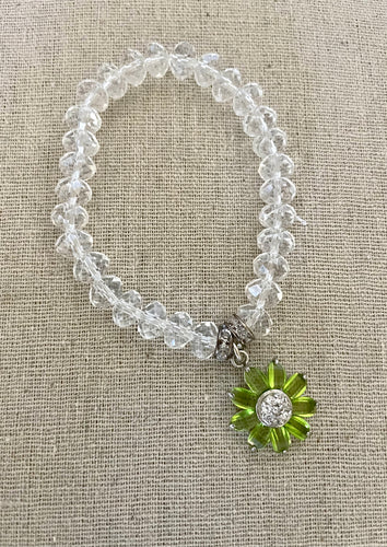 Lhb2600  Real Stone Bracelet Sterling Silver Pendant Cz Peridot Crystal Beads