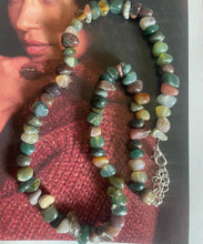 Load image into Gallery viewer, Lhn2789 Real Stone African Agate 18'' Matching Bracelet
