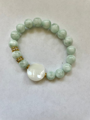 Lhb2811 Real Stone Bracelet Moonstone & Mother of Pearl Disk