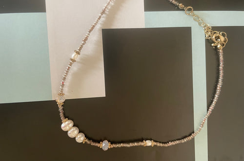 Lhn3171 Fashion Necklace Real Pearls & Seed Beads Choker 14-16''
