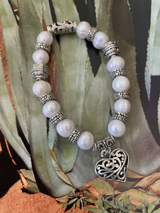 Lhbf016 Cultured Freshwater Pearl Bracelet Puffed Heart The Versatile Organic Look! & Many more looks