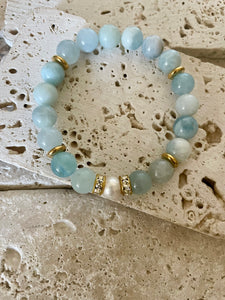 Lhb3493 Real Stone Aquamarine & Cultured Freshwater Pearl