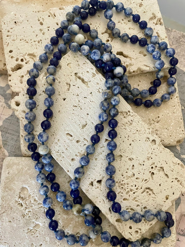 Lhn3503 Real Stone Necklace Sodalite 64'' Long