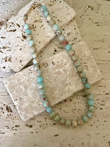 Lhn3747 Real Stone Necklace Aqua Terra Hand Made