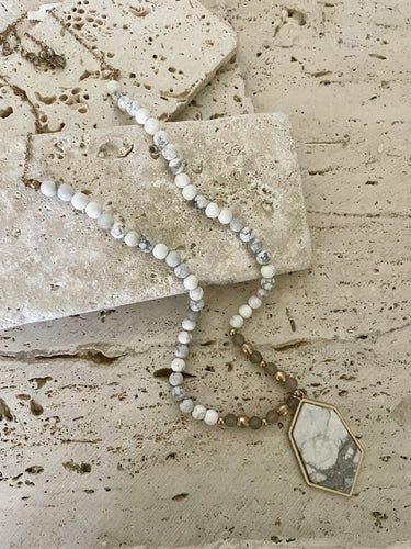 Lhn3762 Fashion Necklace Real Stone White Jasper
