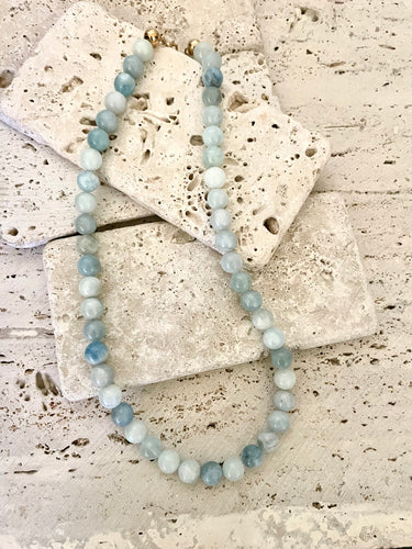 Lhn3803 Real Stone Hand Made Necklace Aquamarine