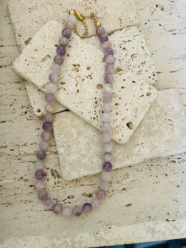 Lhn3805 Real Stone Hand Made Necklace Lavender Jade