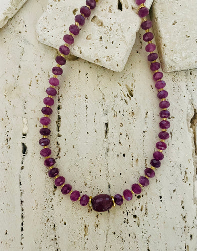 Lhn3956 Real Stone Purple Tourmaline Necklace Hand Made
