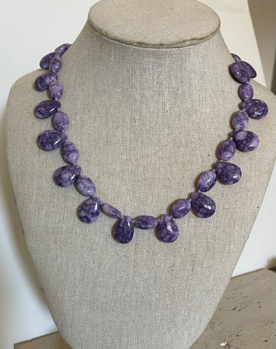 Lhn4622 Real Stone Hand Beaded Purple Jade