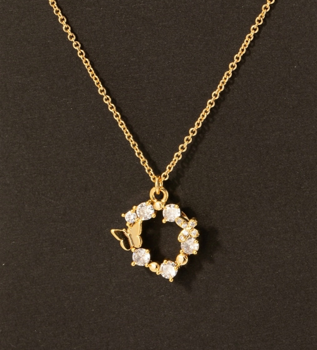 Lhn98993 Fashion Butterfly Brass Necklace