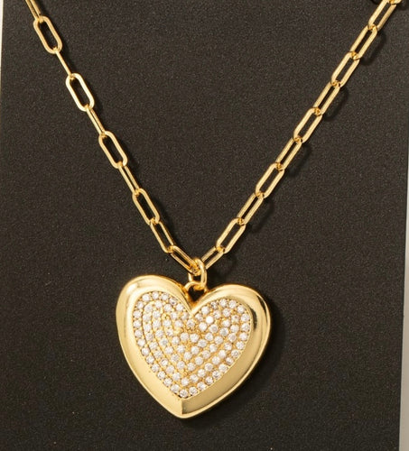 Lhn996248 Fashion Heart Gold Dipped Necklace Cubic Zirconia