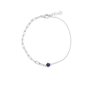 Lhb00157RH Sterling Silver Bracelet Cz Sapphire Stone