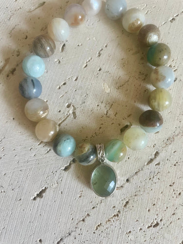 Lhb7566 Real Stone Blue Opal & Drop Hand Made Beaded Bracelet