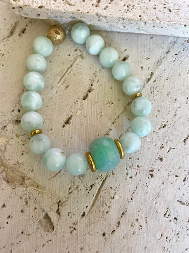 Lhb7570 Real Moonstone Bracelet Center Agate Rondel