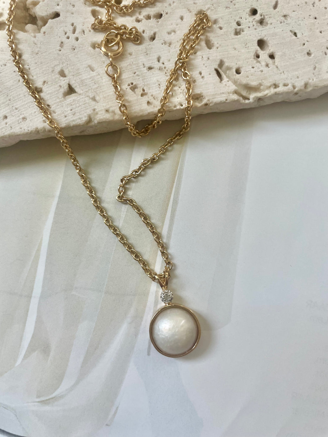 Lhn9084 Fashion Necklace  Gold Brass Real Maube Pearl